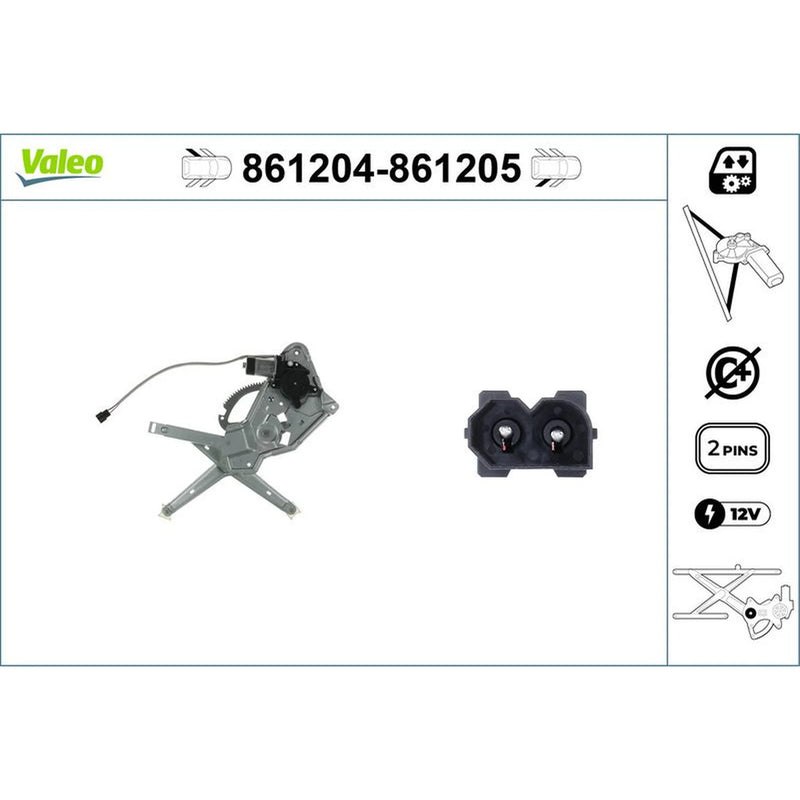 Valeo Electric Window Regulator Lifter Right Rear 861205