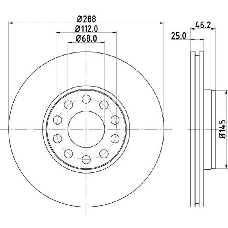 DON 2 x Externally Vented Front Brake Discs PCD10682-x2