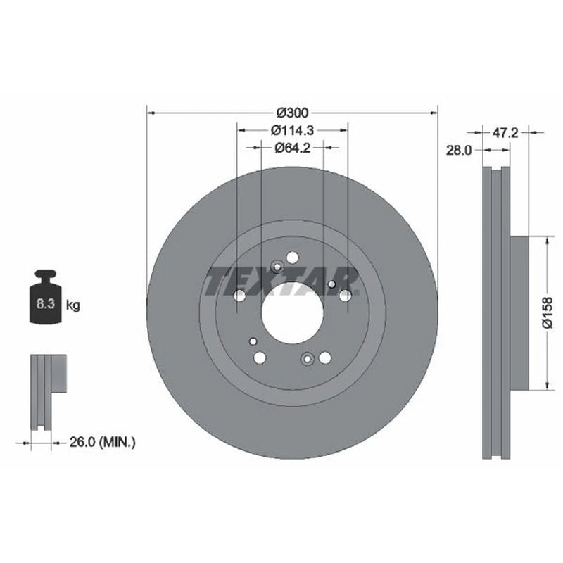 Textar 2 x Vented Front Brake Discs 92284603-x2