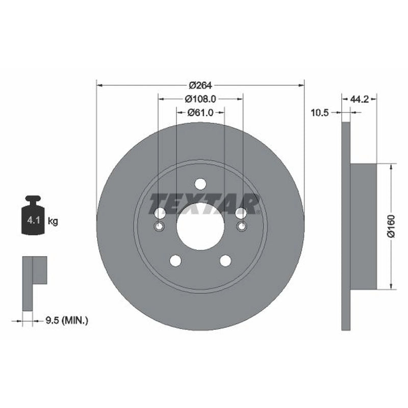 Textar 2 x Solid Rear Brake Discs 92065300-x2