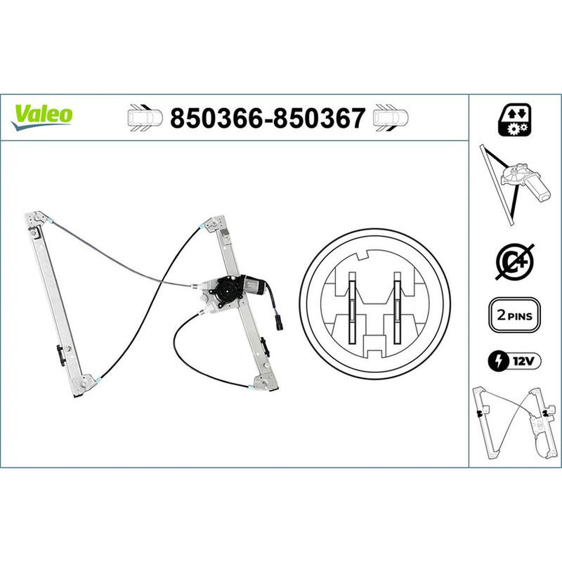 Valeo Electric Window Regulator Lifter Right Front 850367