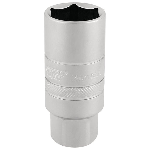 Draper 14mm Thread 6 Point Satin Chrome Spark Plug Socket, 3/8" Sq. Dr., 21mm Draper  - Town Parts