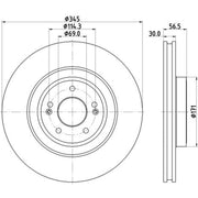 DON 2 x Vented Front Brake Discs PCD19951-x2