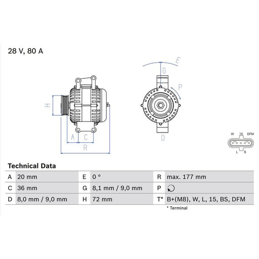 Bosch Car Alternator 12V 0 986 046 580
