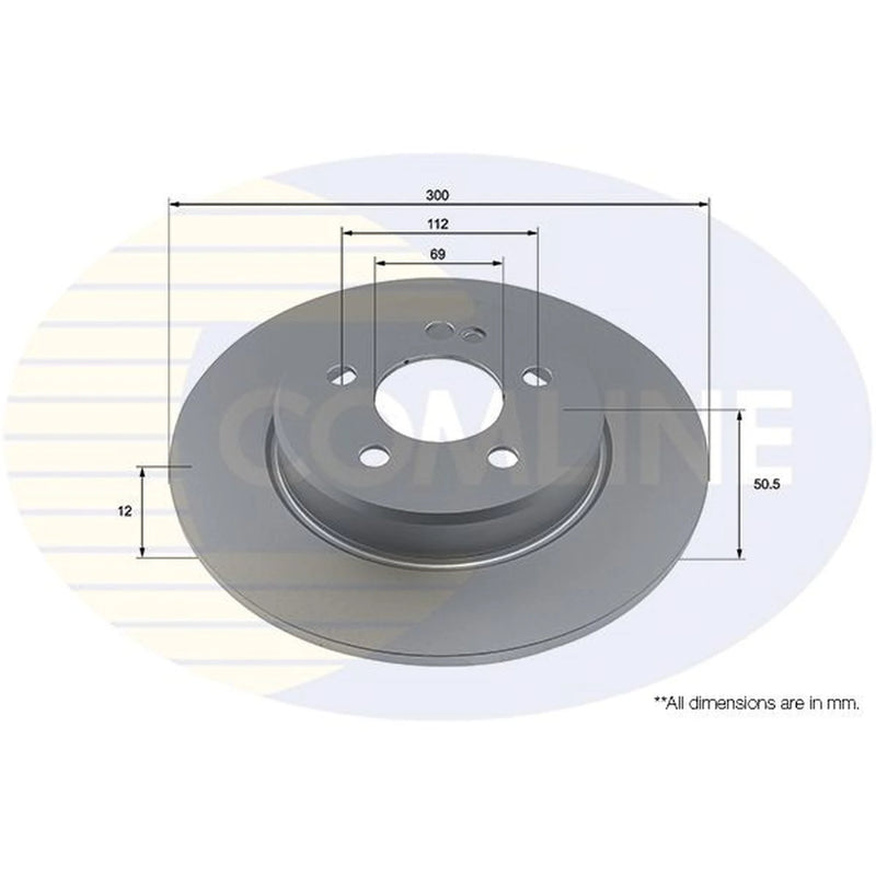 Comline 2 x Solid Rear Brake Discs ADC4052-x2