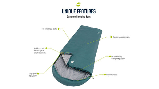 Outwell Campion Lux Double Dark Grey Double Sleeping Bag - Outwell - Van Life Living