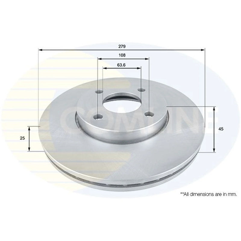 Comline 2 x Vented Front Brake Discs ADC1244V