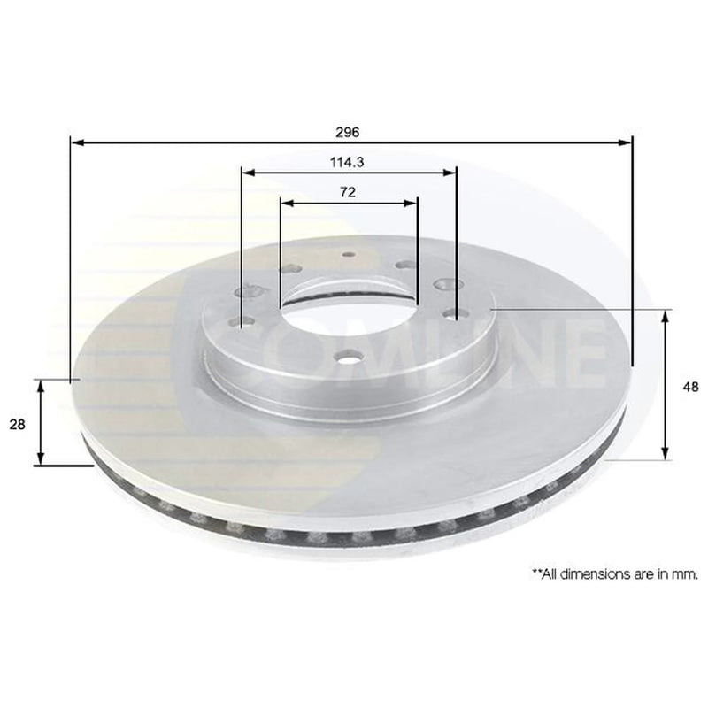 Comline 2 x Vented Front Brake Discs ADC0459V-x2