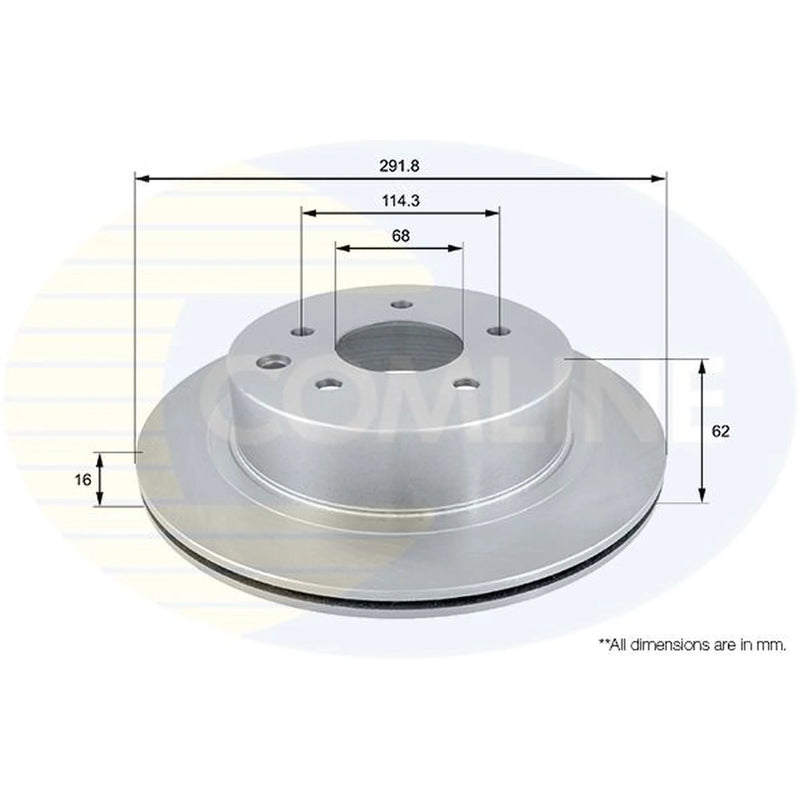 Comline 2 x Vented Rear Brake Discs ADC0272V-x2