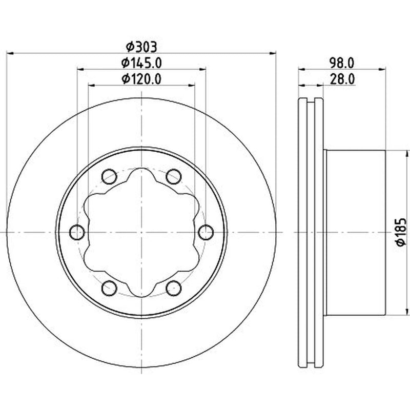 DON 2 x Vented Rear Brake Discs PCD22821-x2
