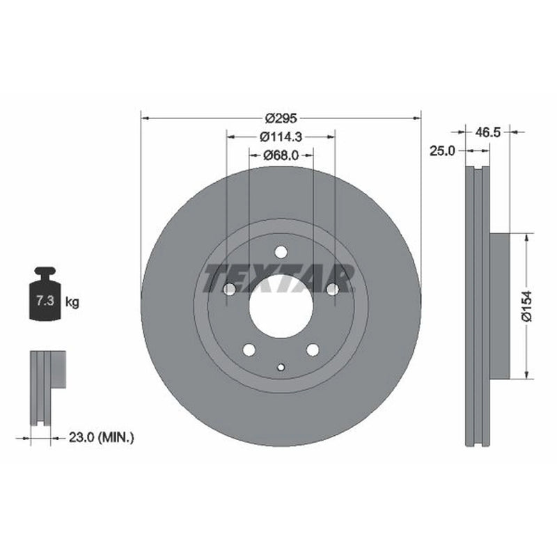 Textar 2 x Vented Front Brake Discs 92326203-x2