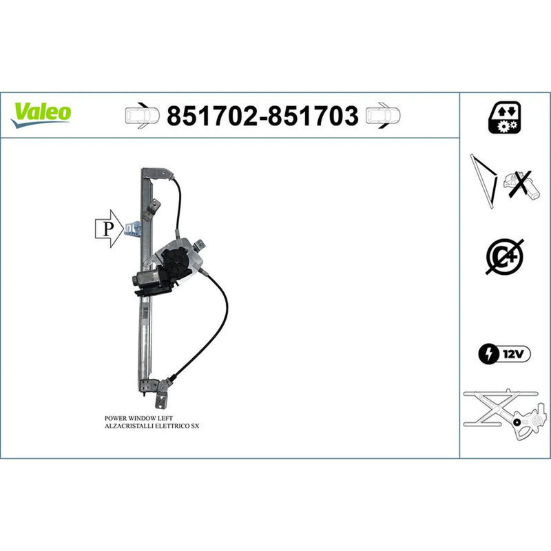 Valeo Electric Window Regulator Lifter Right Front 851703