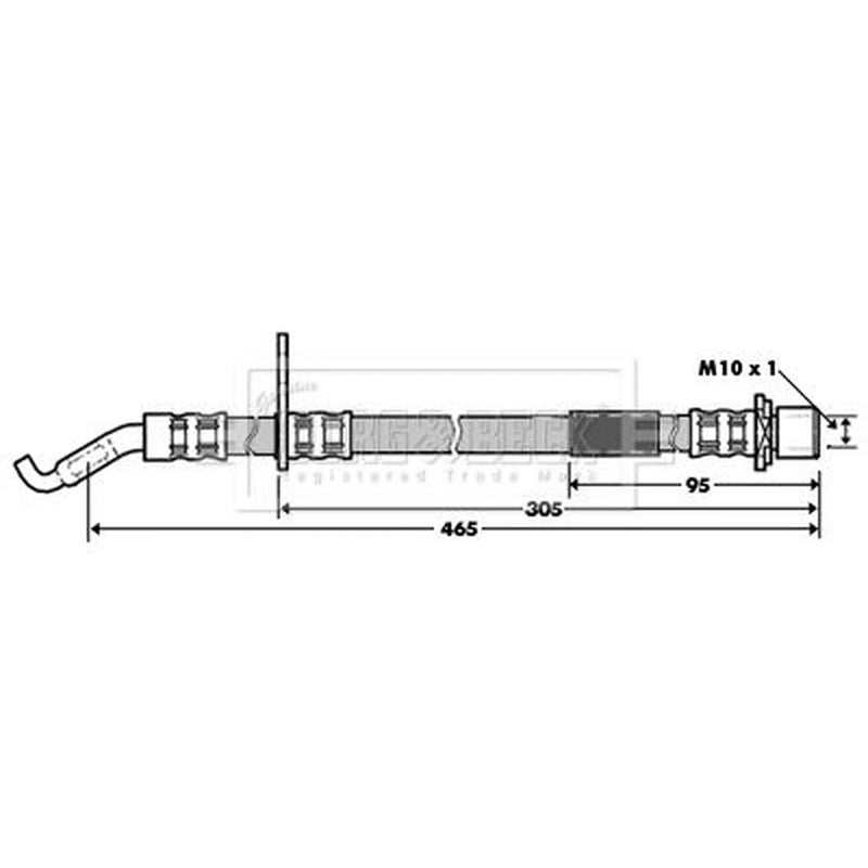 Borg & Beck Brake Hydraulic Hose Line Front Right BBH7329