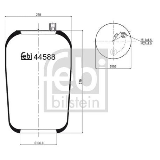 Febi Air Suspension Bellow 155mm 44588