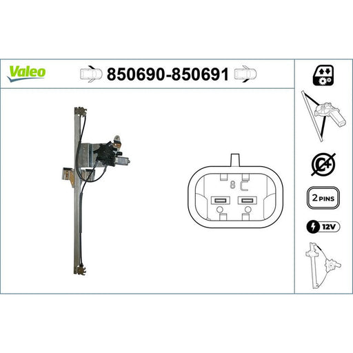 Valeo Electric Window Regulator Lifter Left Fr 850690