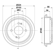 Mintex Brake Drum Assembly Rear MBD259
