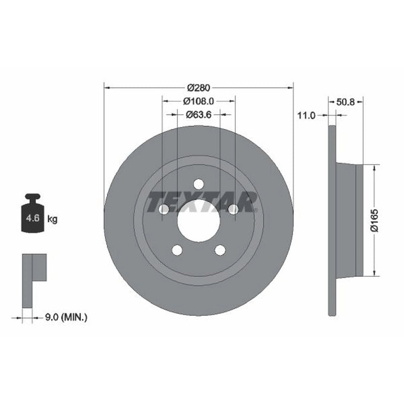 Textar 2 x Solid Rear Brake Discs 92326403-x2