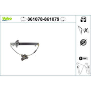 Valeo Electric Window Regulator Lifter Right Front 861079