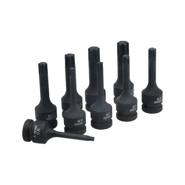 Laser Impact Ribe Socket Bit Set 1/2"D 9pc 7806 Laser  - Town Parts