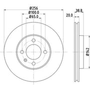 DON 2 x Vented Front Brake Discs PCD10592-x2