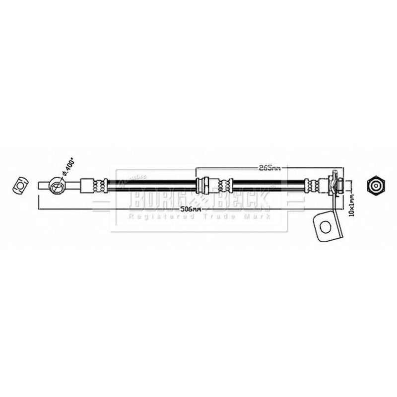 Borg & Beck Brake Hydraulic Hose Line Rear Left BBH7796