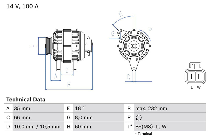 Bosch Car Alternator 12V 0986048340