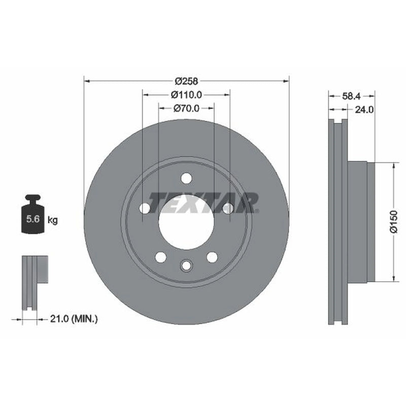 Textar 2 x Front Brake Discs 92038100-x2
