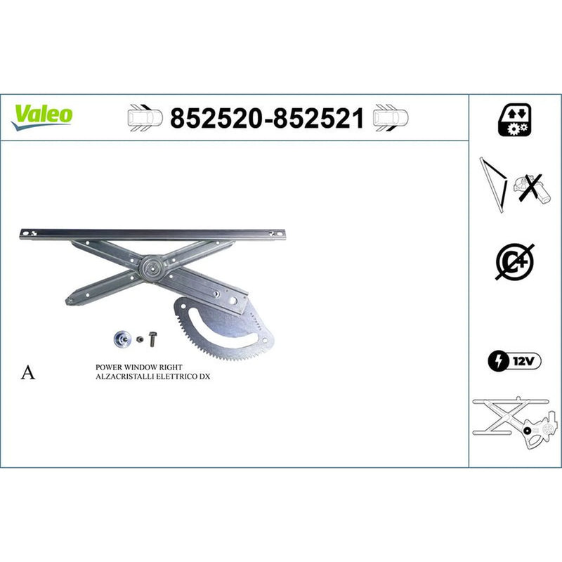 Valeo Electric Window Regulator Lifter Left Front 852520