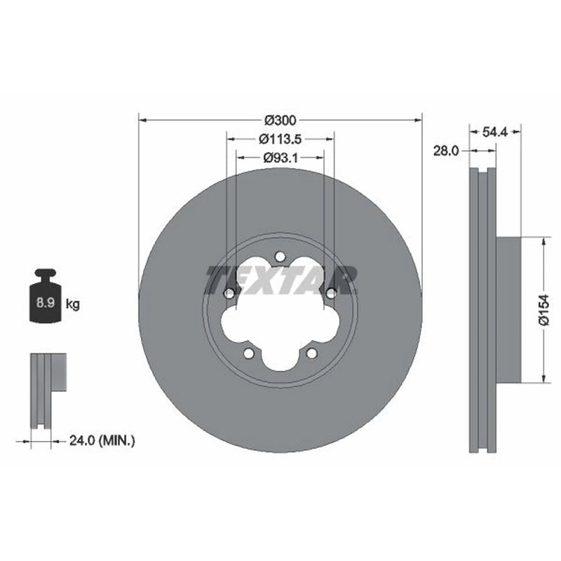 Textar 2 x Vented Front Brake Discs 92231500-x2