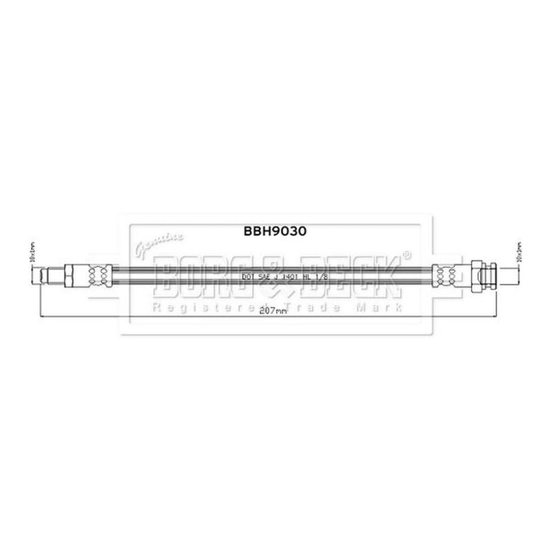 Borg & Beck Brake Hydraulic Hose Line outer BBH9030