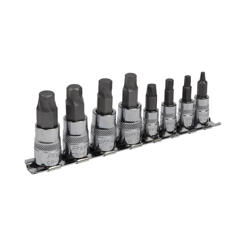 Sealey Hex Socket Bit Set Lock-Onï 8pc 1/4" & 3/8"Sq Drive Metric AK65600 Sealey  - Town Parts