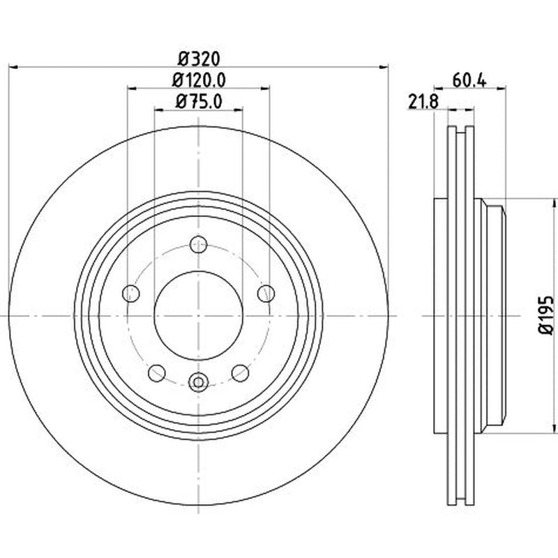 Mintex 2 x Externally Vented Rear Brake Discs MDC1404