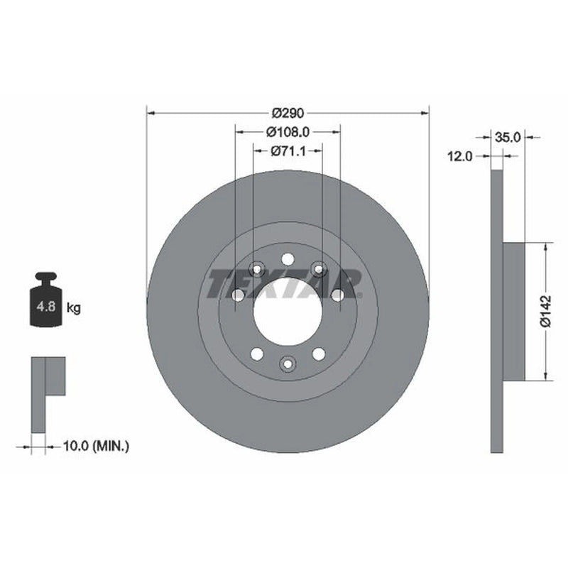 Textar 2 x Rear Brake Discs 92267303-x2