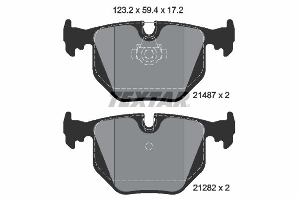 Textar Brake Pad Set Rear 123.2mm x 59.4mm x 17.2mm 2148703