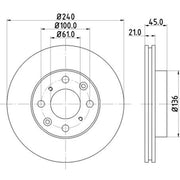 DON 2 x Vented Front Brake Discs PCD14822-x2