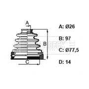 Borg & Beck Drive Shaft Bellow Kit transmission sided BCB6158