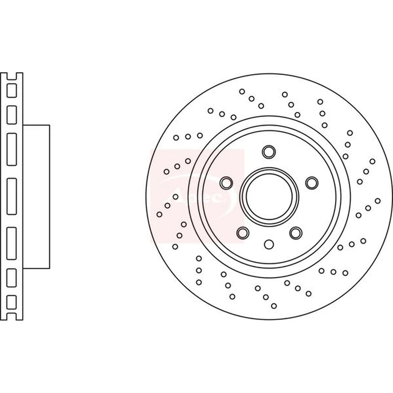 Apec 2 x Rear Perforated/Vented Brake Discs DSK3220