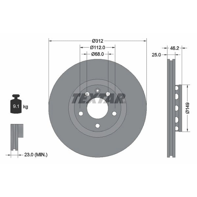 Textar 2 x Front Brake Discs 92106105-x2