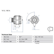 Bosch Car Alternator 12V 0 986 086 820