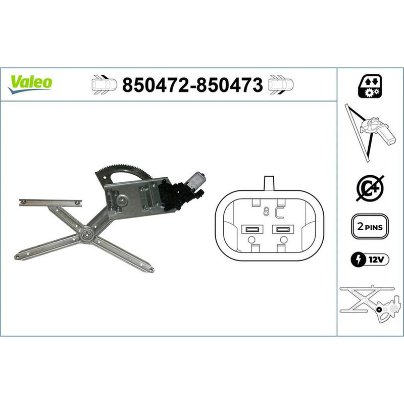 Valeo Electric Window Regulator Lifter Right Front 850473