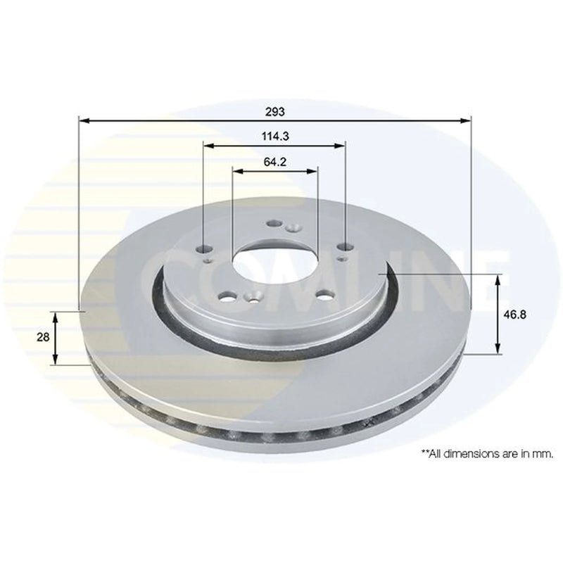 Comline 2 x Vented Front Brake Discs ADC0560V-x2