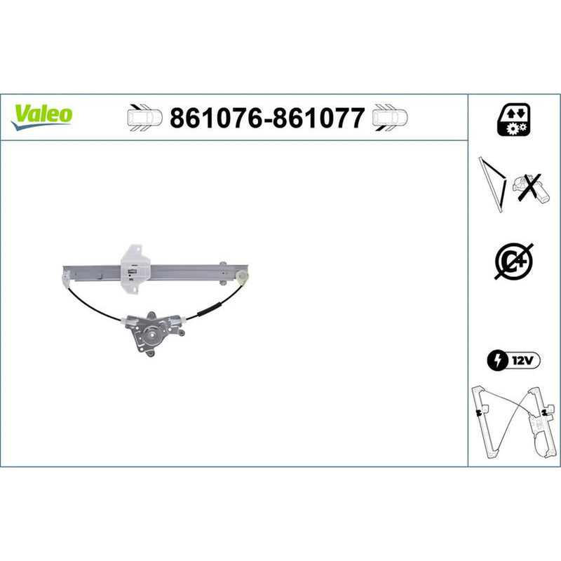 Valeo Electric Window Regulator Lifter Right Rear 861077