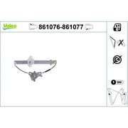 Valeo Electric Window Regulator Lifter Left Rear 861076