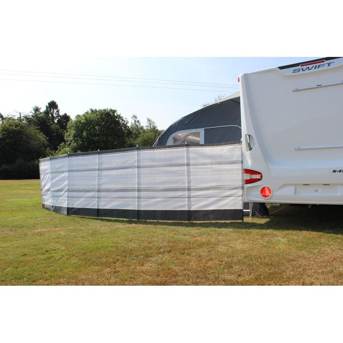 Blue Diamond Canvas Windbreak 7 Wooden Pole Grey Stripe 5.4M - Blue Diamond - Van Life Living