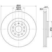 DON 2 x Vented Front Brake Discs PCD12831-x2
