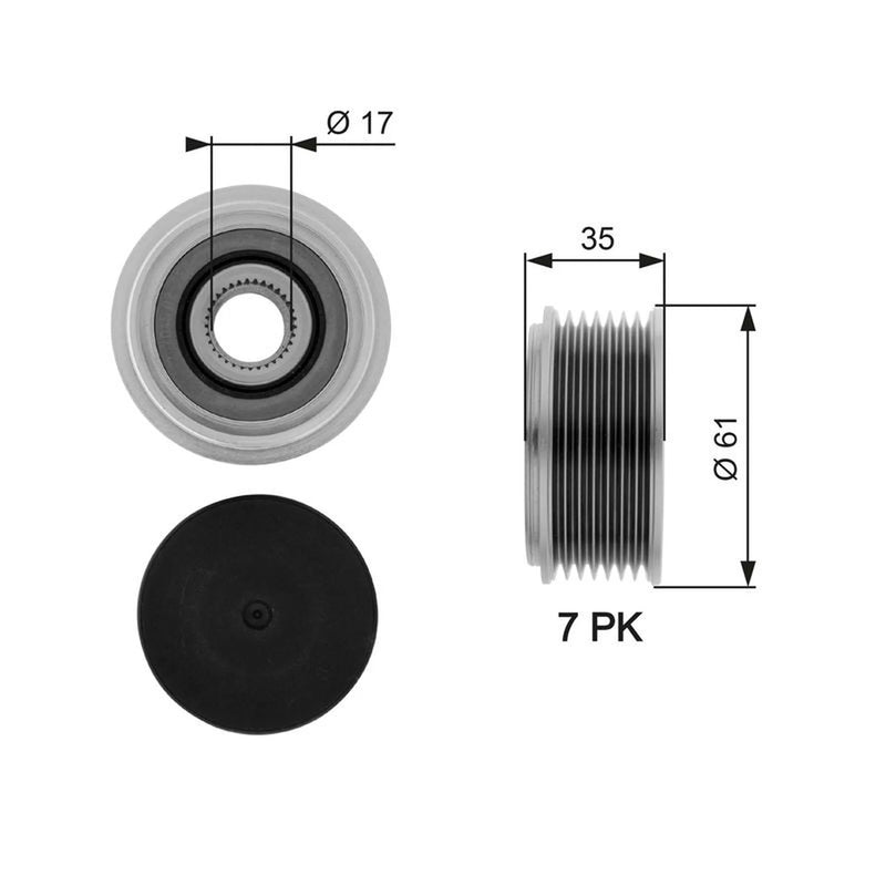 Gates Alternator Overrunning Freewheel Clutch OAP7070