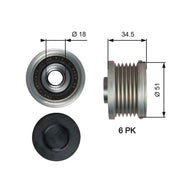 Gates Alternator Overrunning Freewheel Clutch OAP7218