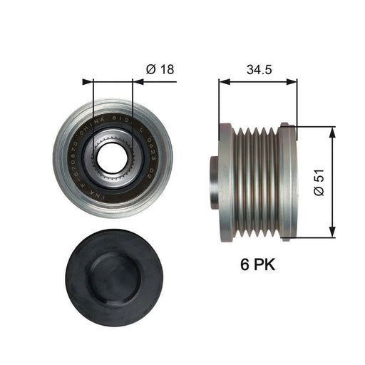 Gates Alternator Overrunning Freewheel Clutch OAP7218