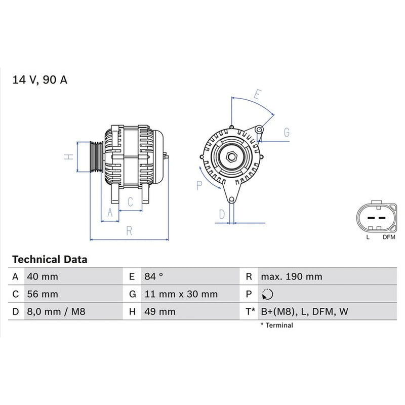 Bosch Car Alternator 12V 0 986 049 640