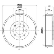 Mintex Brake Drum Assembly Rear MBD256